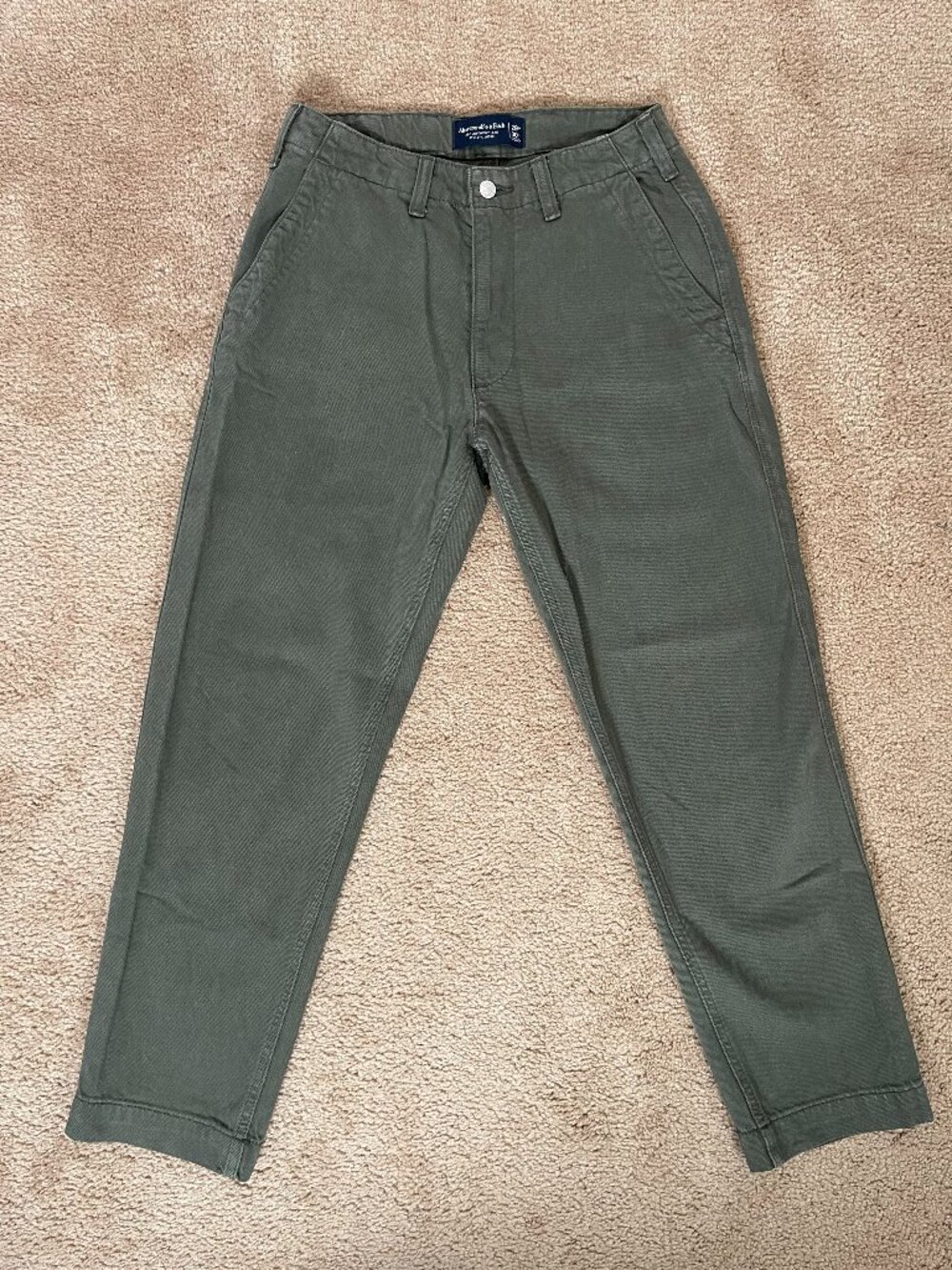 Abercrombie & Fitch 29x30 Dark Olive Lightweight Athletic Loose Jeans